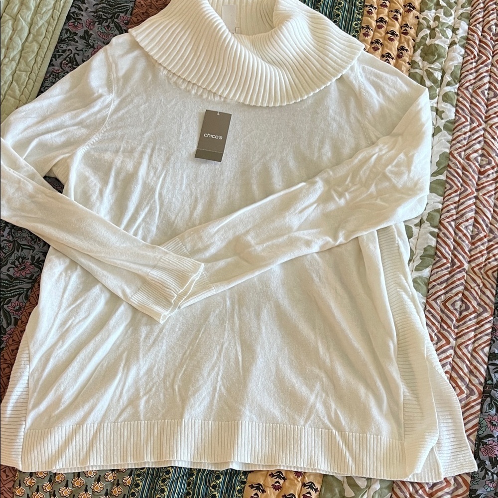 Chico's Elegant Cream Turtleneck Sweater, NWT, Chico 2 (10-12)